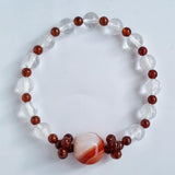 D27 Clear quartz and Garnet with Agate bead charm crystal bracelet