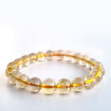Citrine round-beads crystal bracelet. Genuine unheated crystal gemstone with Certificate of Authenticity