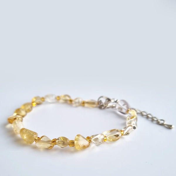 Citrine crystal stone beads bracelet. Genuine unheated crystal gemstone with Certificate of Authenticity