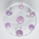 Seven star array Amethyst / Lemon Citrine crystals on Star of David glass base