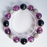 D19 Blue Tiger eye with Amethyst crystal bracelet