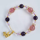 D08 one road safety amethyst , clear quartz , strawberry quartz