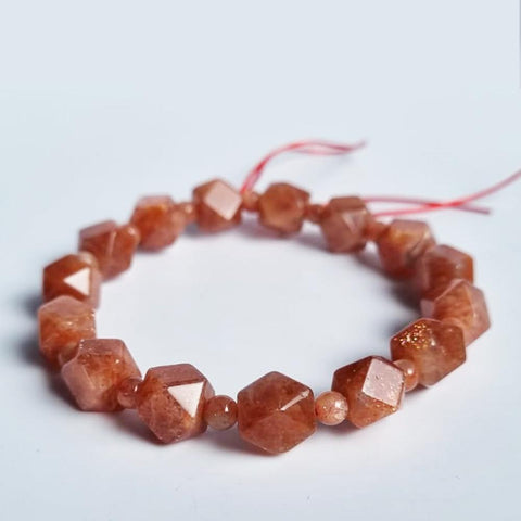 P21 [Top Grade] Golden Sunstone faceted cube crystal bracelet