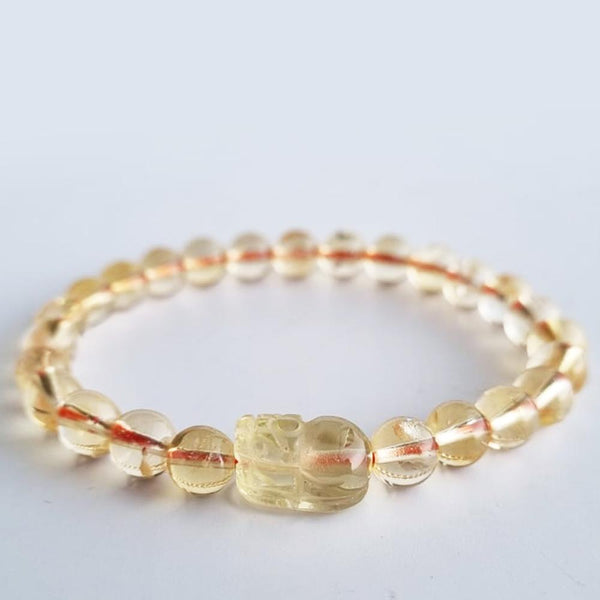 D34 Citrine crystal quartz bracelet with Citrine pixiu