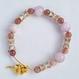 D11 rose charm with strawberry quartz and kunzite