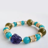 D02 Amazonite Serpentine Crystal Fluorite Rabbit Bracelet