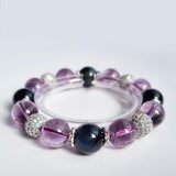 D19 Blue Tiger eye with Amethyst crystal bracelet