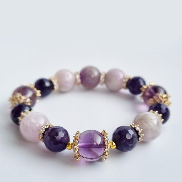 D01 Amethyst Kunzite crystal bracelet