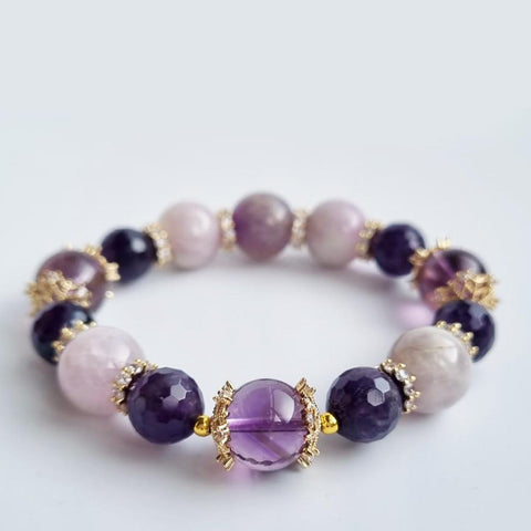 D01 Amethyst Kunzite crystal bracelet