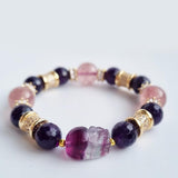 D03 Strawberry quartz Amethyst Fluorite Pixiu