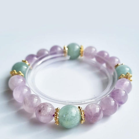 D29 Lavender amethyst with Aquamarine crystal bracelet