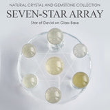 Seven star array Amethyst / Lemon Citrine crystals on Star of David glass base