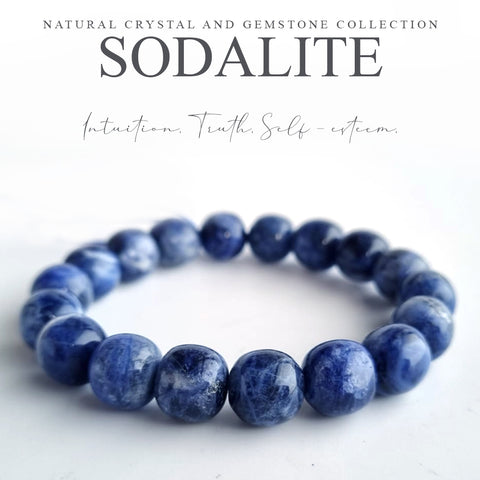 Sodalite apple-beads crystal bracelet collection. Genuine natural and unheated gemstone with Certificate of Authenticity