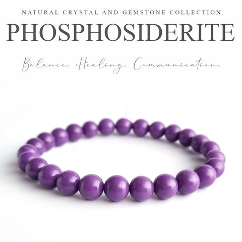 Phosphosiderite crystal bracelet. Genuine natural and unheated gemstone with Certificate of Authenticity