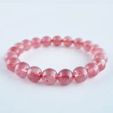 Red Strawberry quartz crystal bracelet collection. Genuine natural and unheated gemstone with Cert of Authenticity