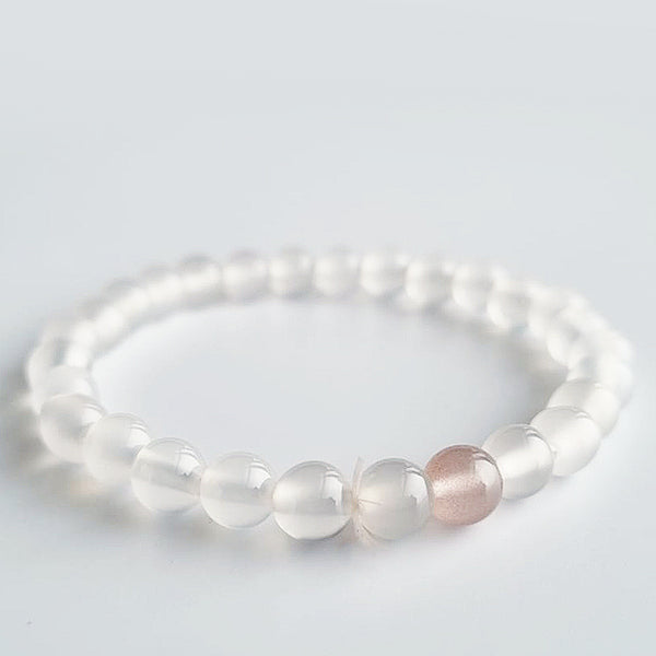 White Agate crystal bracelet. Genuine natural and unheated gemstone with Certificate of Authenticity