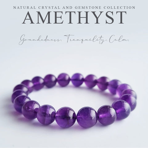 Amethyst/Uruguay Amethyst crystal bracelet. Genuine natural and unheated gemstone with Certificate of Authenticity