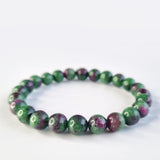 Ruby Zoisite crystal bracelet collection. Genuine natural and unheated gemstone with Certificate of Authenticity