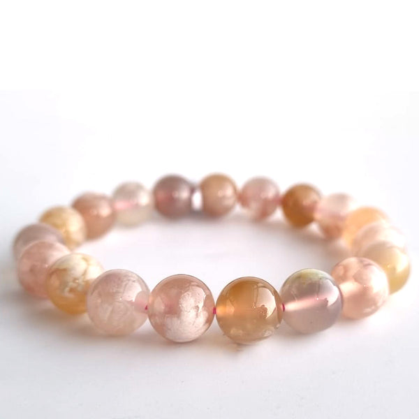 Sakura Agate crystal bracelet collection. Genuine natural and unheated gemstone with Certificate of Authenticity