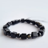 Obsidian golden sheen crystal bracelet. Genuine natural and unheated gemstone with Certificate of Authenticity