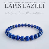 Lapis Lazuli crystal bracelet collection. Genuine natural and unheated gemstone with Certificate of Authenticity