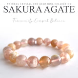 Sakura Agate crystal bracelet collection. Genuine natural and unheated gemstone with Certificate of Authenticity