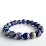 Sodalite round-beads crystal bracelet collection. Genuine natural and unheated gemstone with Certificate of Authenticity