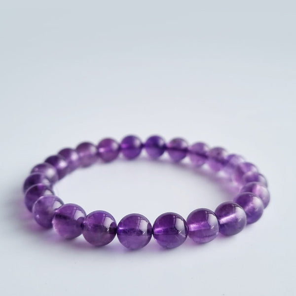 Amethyst/Uruguay Amethyst crystal bracelet. Genuine natural and unheated gemstone with Certificate of Authenticity