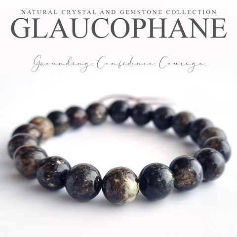 Glaucophane crystal bracelet collection. Genuine natural and unheated gemstone with Certificate of Authenticity