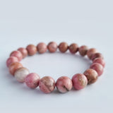 Rhodonite crystal bracelet collection. Genuine natural and unheated gemstone with Certificate of Authenticity