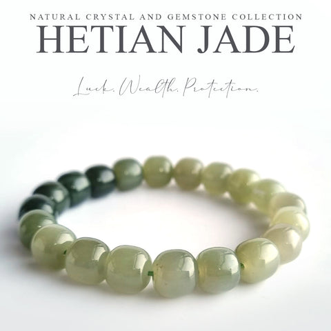 Hetian Jade apple-beads bracelet collection. Genuine natural and unheated gemstone with Certificate of Authenticity