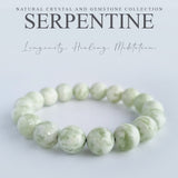 Serpentine crystal bracelet collection. Genuine natural and unheated gemstone with Certificate of Authenticity