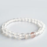White Agate crystal bracelet. Genuine natural and unheated gemstone with Certificate of Authenticity