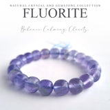 Fluorite apple-beads crystal bracelet. Genuine natural and unheated gemstone with Certificate of Authenticity