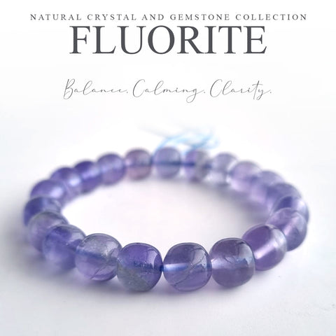 Fluorite apple-beads crystal bracelet. Genuine natural and unheated gemstone with Certificate of Authenticity