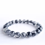 Black rutilated quartz crystal bracelet. Genuine natural and unheated gemstone with Certificate of Authenticity