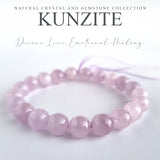 Kunzite bracelet collection. Genuine natural and unheated gemstone with Certificate of Authenticity