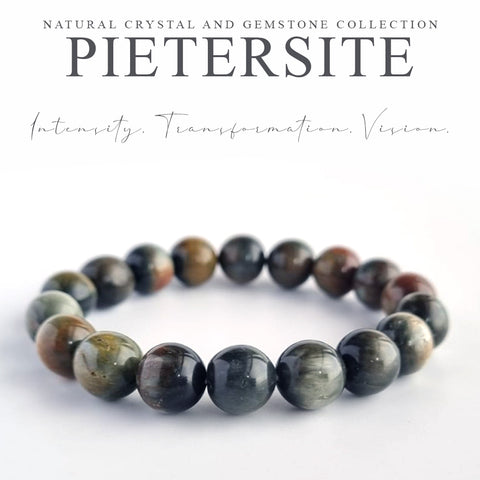 Pietersite crystal bracelet collection. Genuine natural and unheated gemstone with Certificate of Authenticity