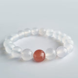 White Agate crystal bracelet. Genuine natural and unheated gemstone with Certificate of Authenticity