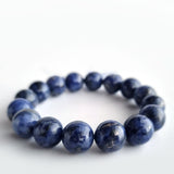 Sodalite round-beads crystal bracelet collection. Genuine natural and unheated gemstone with Certificate of Authenticity