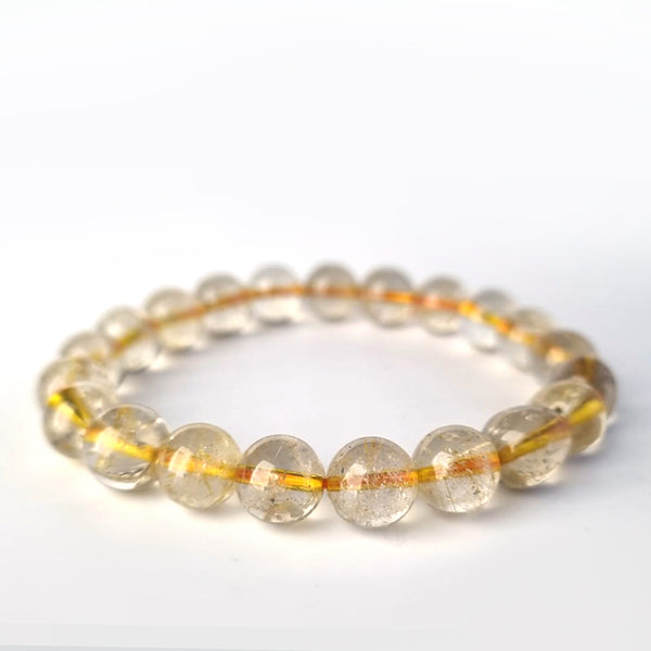 Gold rutilated quartz bracelet. Genuine natural and unheated gemstone with Certificate of Authenticity
