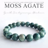 Agate Moss crystal bracelet collection. Genuine natural and unheated gemstone with Certificate of Authenticity