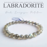 Labradorite crystal bracelet collection. Genuine natural and unheated gemstone with Certificate of Authenticity