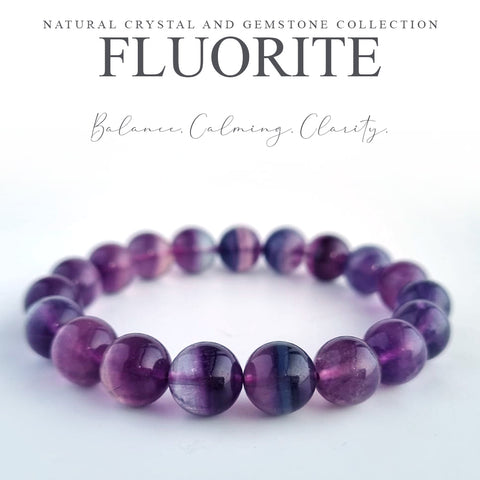 Fluorite crystal bracelet. Genuine natural and unheated gemstone with Certificate of Authenticity