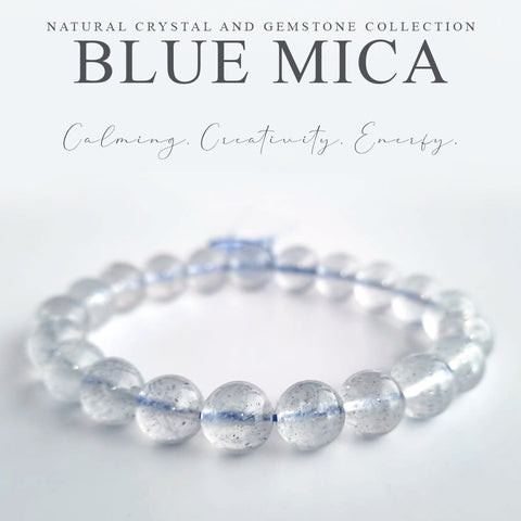 Mica blue crystal bracelet. Genuine natural and unheated gemstone with Certificate of Authenticity