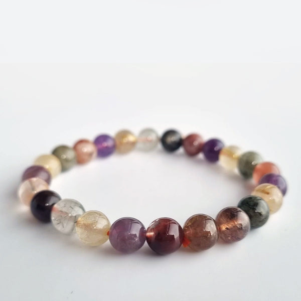 Rutilated Quartz Rainbow crystal bracelet. Genuine natural and unheated gemstone with Certificate of Authenticity