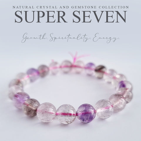 Super Seven bracelet collection. Genuine natural and unheated gemstone with Certificate of Authenticity