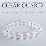 Clear quartz crystal bracelet collection. Genuine natural and unheated gemstone with Certificate of Authenticity