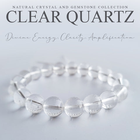 Clear quartz crystal bracelet collection. Genuine natural and unheated gemstone with Certificate of Authenticity