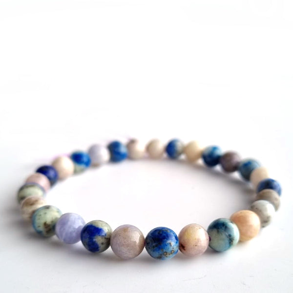 Sodalite round-beads crystal bracelet collection. Genuine natural and unheated gemstone with Certificate of Authenticity